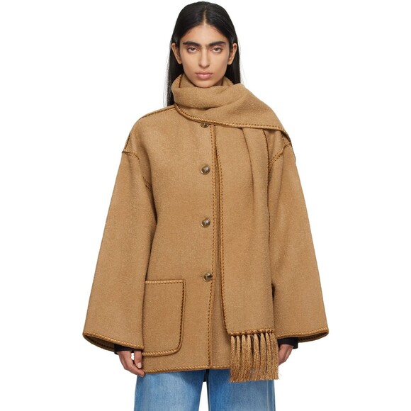 TOTEMEEmbroidered scarf jacket camelSize M